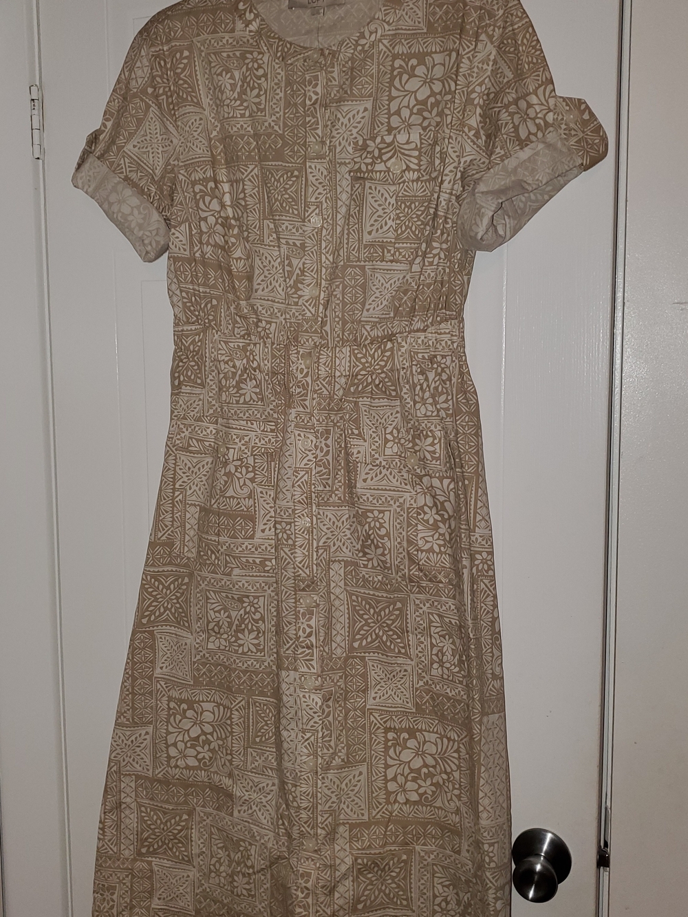 LOFT Beige/Tan Patterned Maxi Dress